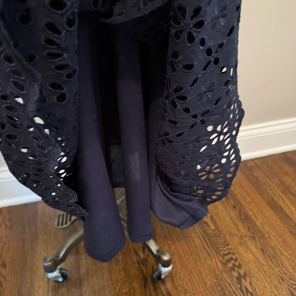 J. Crew Blue and White A-Line Midi Dress with Notched Collar - Picture 7 of 13